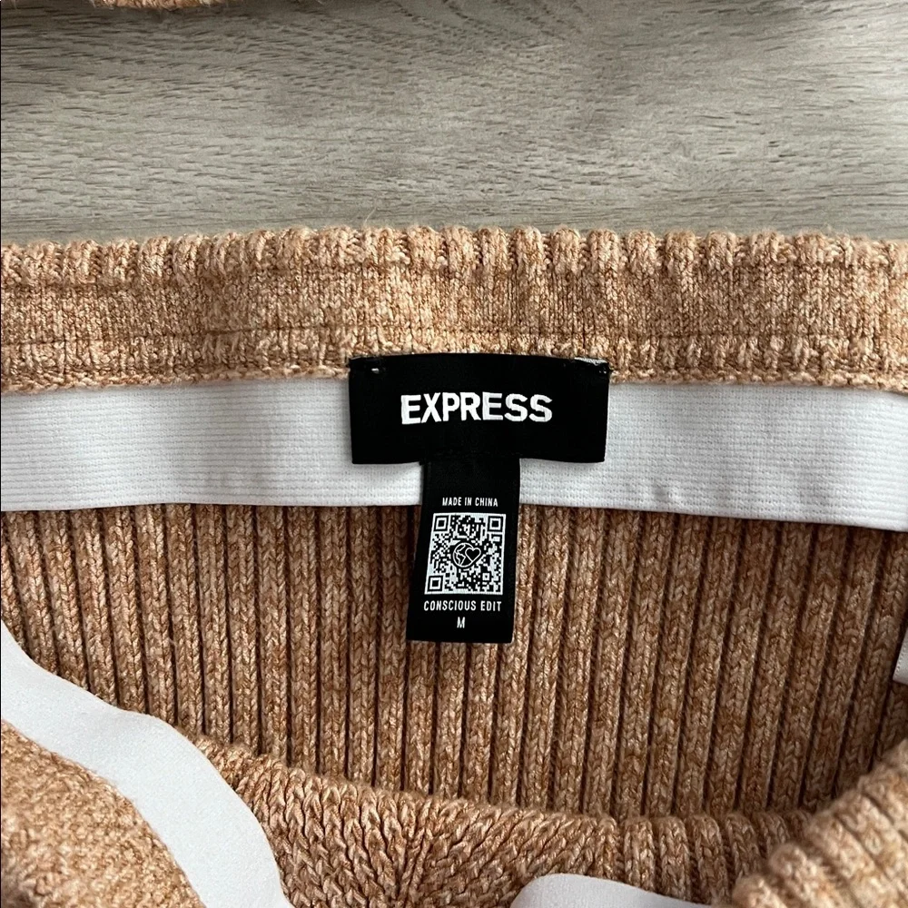 Express Tan Knit Cardigan and Skirt Set! Super cute, stretchy, stylish!Worn once - Picture 3 of 6